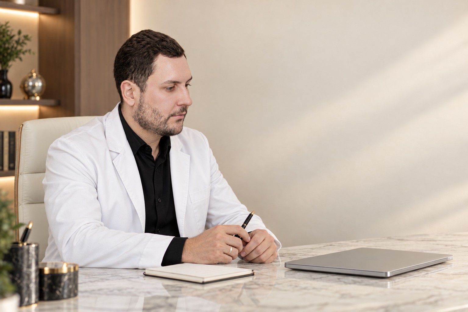 Dr. Abdhiel Paslar em seu consultório